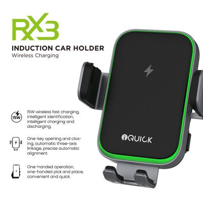 iQuick 15W Wireless Charging Car Holder (Air vent + Suction Base)