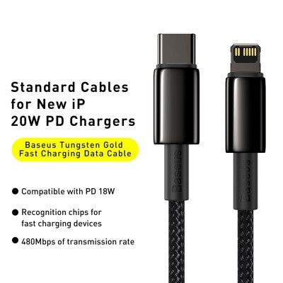 Tungsten Gold Fast Charging Data Cable Type-C to iLightning (iP PD) 20W