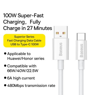 Superior Series Fast Charging Data Cable USB to Type-C 100W 1.0m