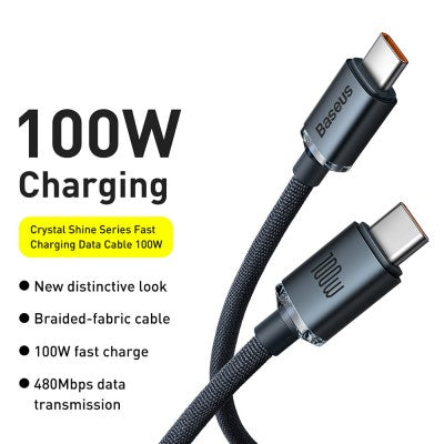 Crystal Shine Series Fast Charging Data Cable Type-C to Type-C 100W