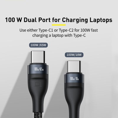 Baseus Flash Series One-for-two Fast Charging Data Cable Type-C to C+C 100W 1.5m