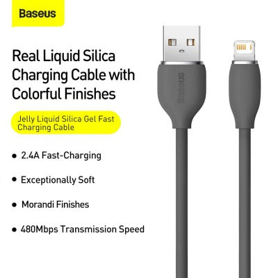 Jelly Liquid Silica Gel Fast Charging Data Cable USB to Lightning (iP) 2.4A 1.2m