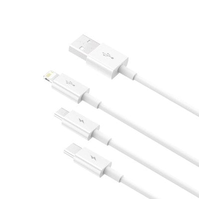 Superior Series Fast Charging 3 in 1 Data Cable USB to Micro+Lightning+Type-C 3.5A 1.5m