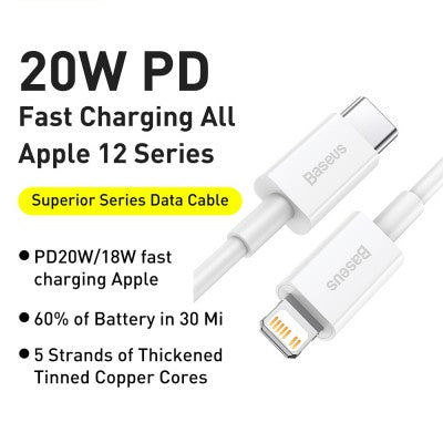 Superior Series Fast Charging Data Cable Type-C to Lightning 20W 1.5m