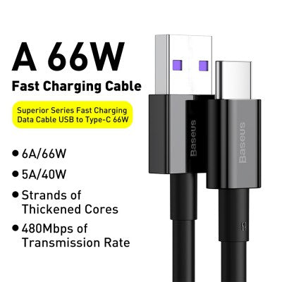 Superior Series Fast Charging Data Cable USB to Type-C 66W 2.0m