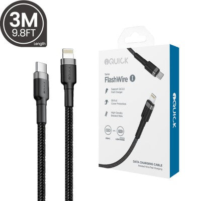 Braided USB-C to Lightning Fast Charging Cable 3m