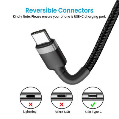 Braided USB-C to USB-A Fast Charging Cable 3m