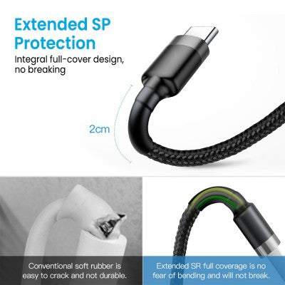 Braided USB-C to USB-A Fast Charging Cable 3m